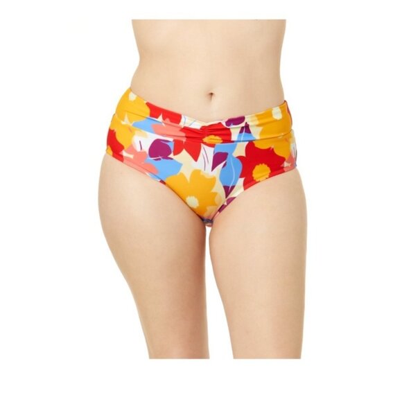 Time and Tru Womens Large Bright Floral High Waist Twist Swim Bottoms Only NWT - Picture 1 of 5
